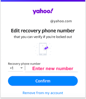 change yahoo recovery mobile number