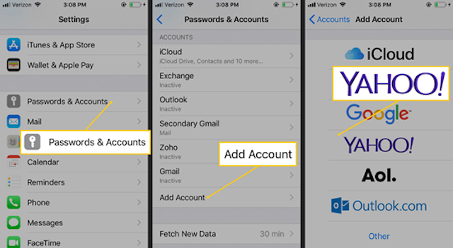 add Yahoo mail in iPhone iPad