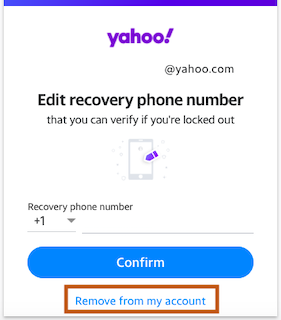 delete yahoo recovery phone number