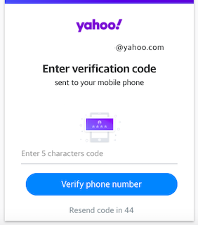 yahoo verification code