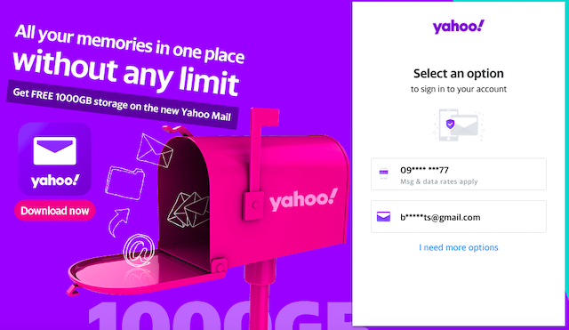 Yahoo mail password recovery method